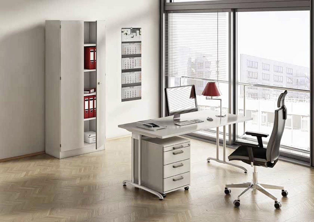 SCHREIBTISCH 160/80/72 cm  in Grau  - Silberfarben/Grau, KONVENTIONELL, Holzwerkstoff/Metall (160/80/72cm) - Venda