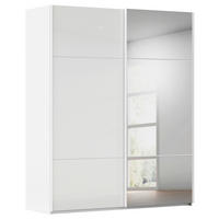 SCHWEBETÜRENSCHRANK 201/223/68 cm 2-türig Weiß  - Weiß, KONVENTIONELL, Glas/Holzwerkstoff (201/223/68cm) - Novel