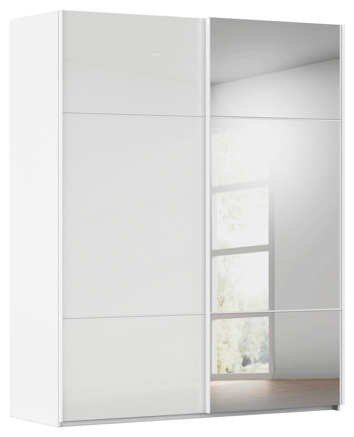 SCHWEBETÜRENSCHRANK 201/223/68 cm 2-türig Weiß  - Weiß, KONVENTIONELL, Glas/Holzwerkstoff (201/223/68cm) - Novel