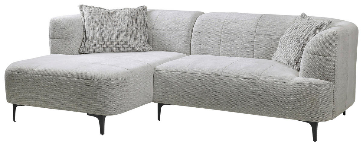 ECKSOFA in Struktur Hellgrau  - Hellgrau/Schwarz, Design, Textil/Metall (158/247cm) - MID.YOU
