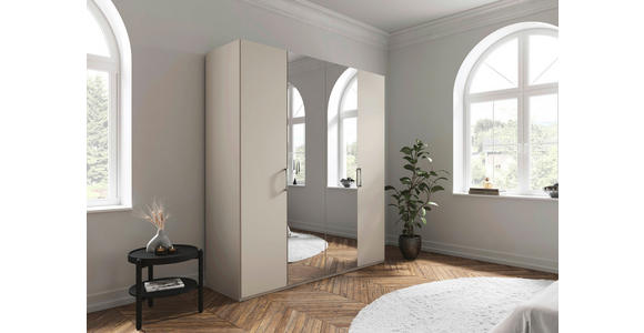 DREHTÜRENSCHRANK 201/223/61 cm,  in Champagner, 4-türig  - Chromfarben/Edelstahlfarben, Basics, Glas/Holzwerkstoff (201/223/61cm) - Novel