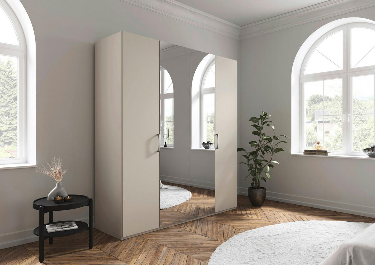 DREHTÜRENSCHRANK 201/223/61 cm,  in Champagner, 4-türig  - Chromfarben/Edelstahlfarben, Basics, Glas/Holzwerkstoff (201/223/61cm) - Novel