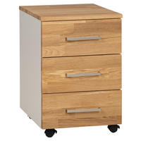 ROLLCONTAINER Eiche massiv Grau, Eichefarben  - Eichefarben/Silberfarben, KONVENTIONELL, Holz/Holzwerkstoff (40/57/50cm) - Cantus