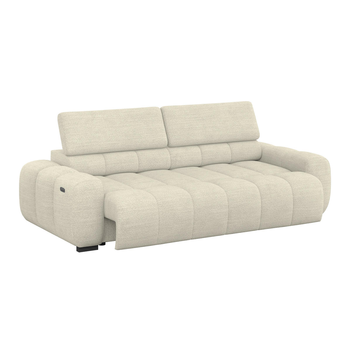 BIGSOFA inkl. mot. Funktion Webstoff Creme  - Creme/Schwarz, Design, Kunststoff/Textil (248/77-97/108cm) - Welnova