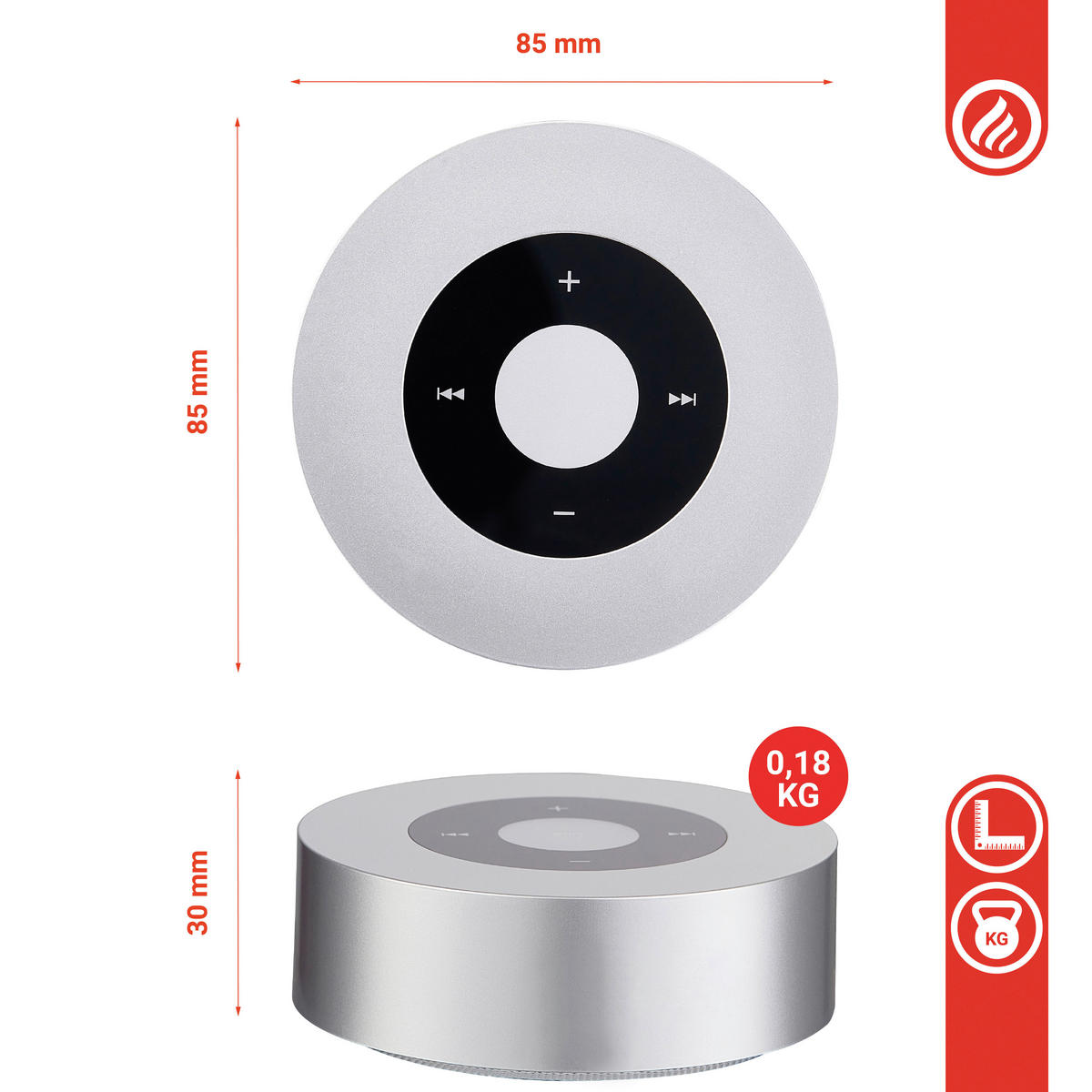 KAMIN-SOUNDBOX - Silberfarben, Basics, Kunststoff (8,5/3,0/8,5cm)
