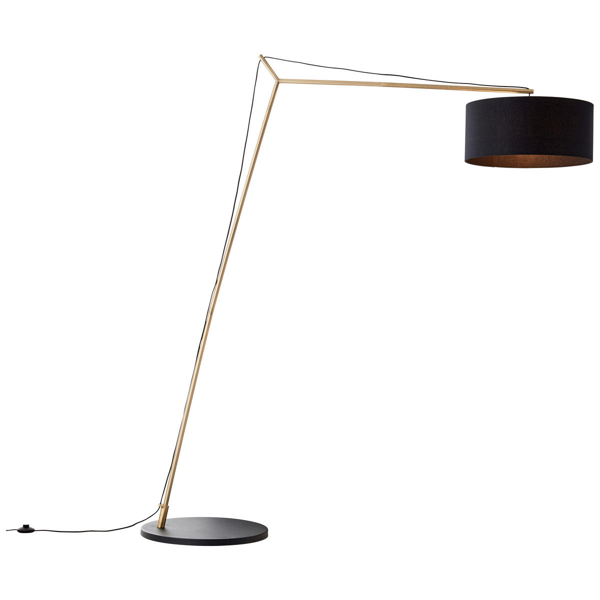 STOJEČA SVETILKA  Annice 160/193/50 cm            - črna/barve medenine, Trendi, kovina/tekstil (160/193/50cm)
