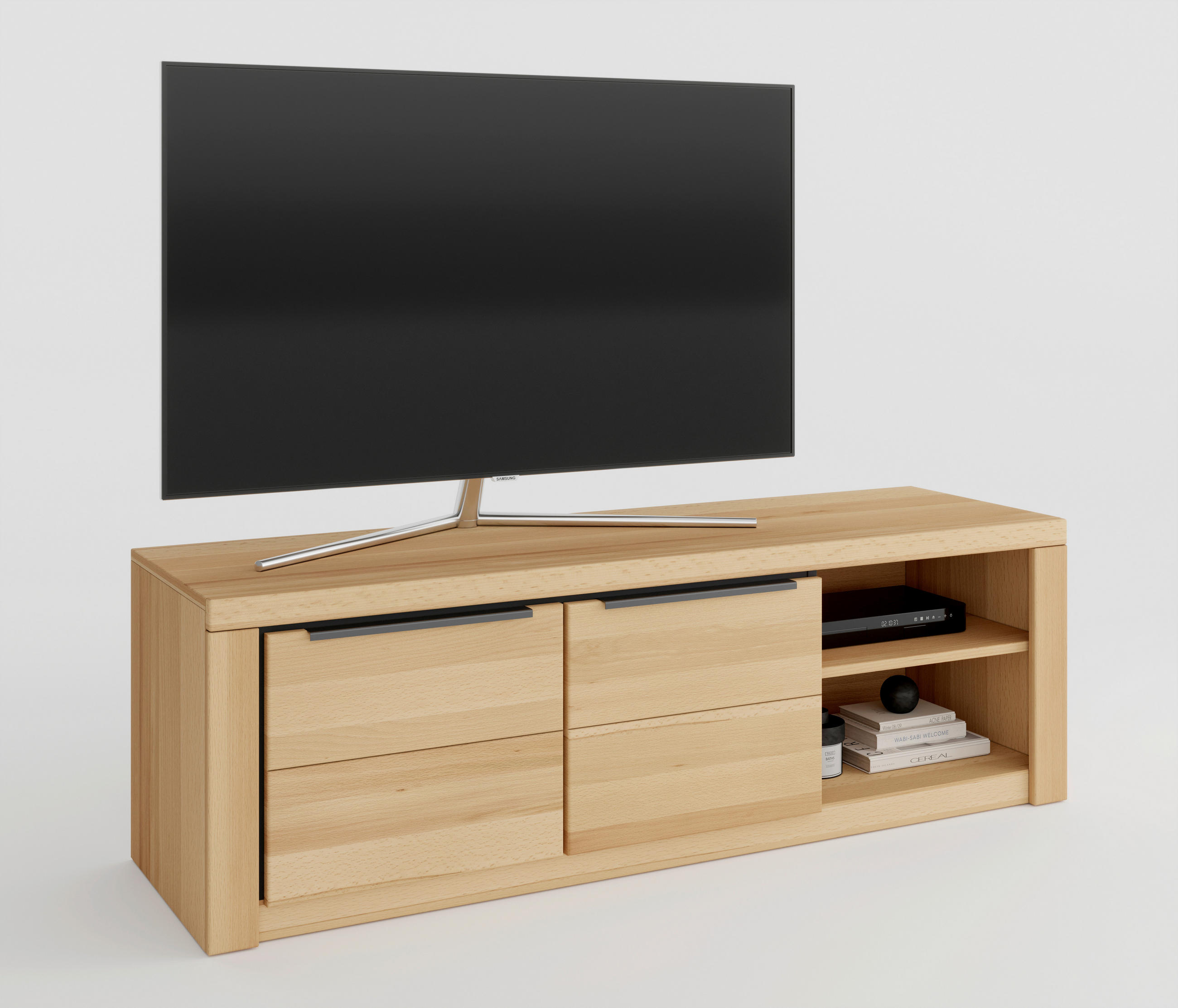 LOWBOARD 160/51/54 cm  - Buchefarben/Schwarz, Design, Holz/Holzwerkstoff (160/51/54cm) - Livetastic