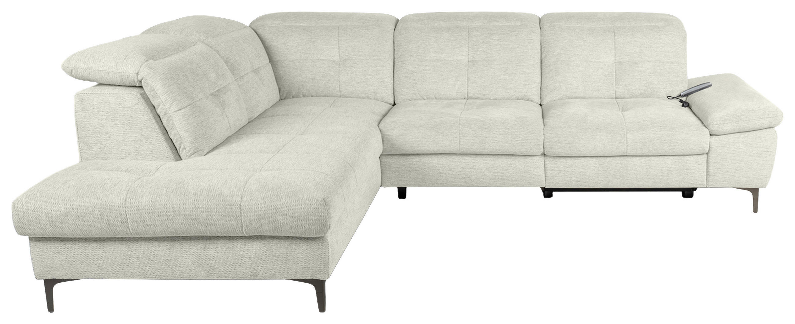 ECKSOFA Naturfarben Webstoff Rücken echt, Relaxfunktion  - Schwarz/Naturfarben, KONVENTIONELL, Textil/Metall (225/288cm) - Carryhome