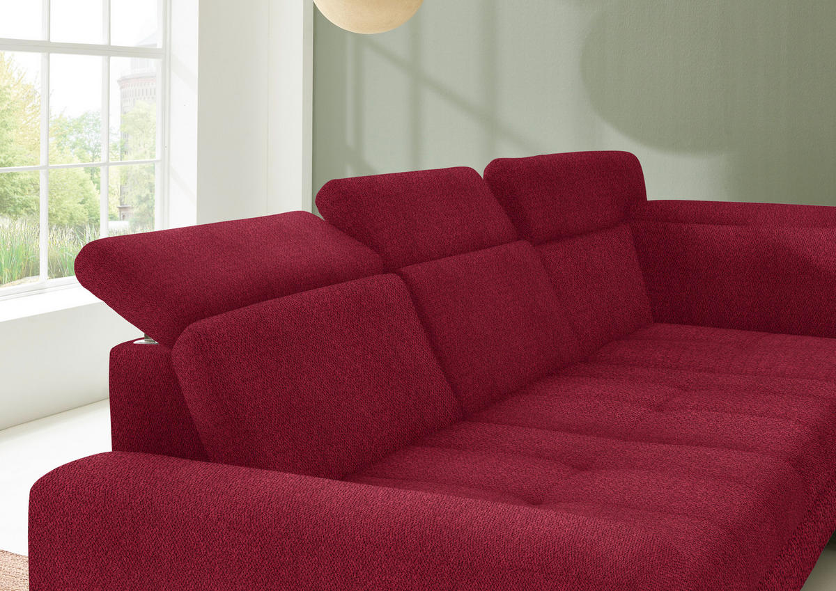 ECKSOFA in Chenille Rot  - Rot/Schwarz, Design, Textil/Metall (310/220cm) - Beldomo Style