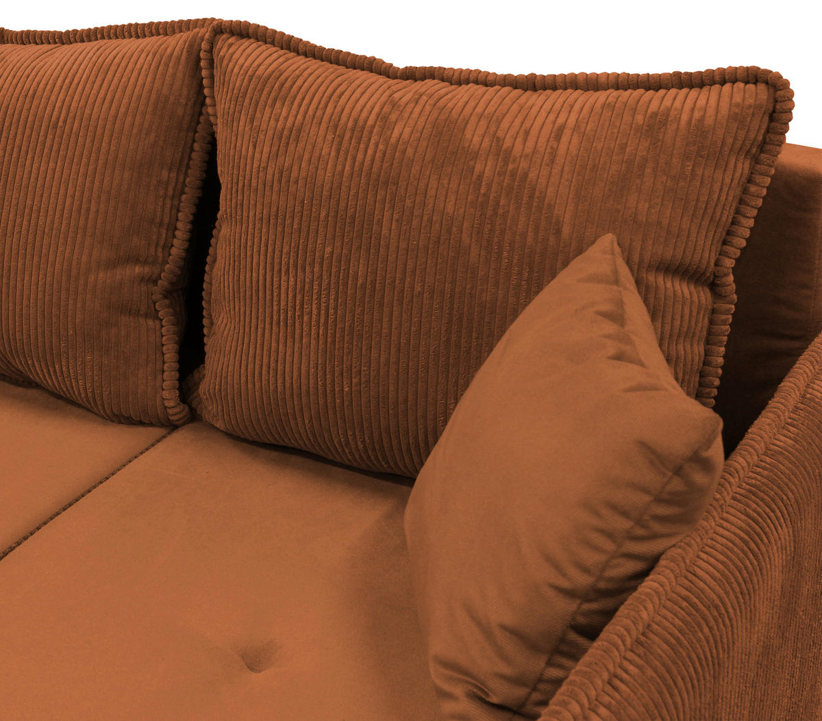 ECKSOFA TEDDY Rot Cord, Bouclé Zierkissen, Rückenkissen, Bettkasten  - Rot/Naturfarben, Design, Holz/Textil (215/142cm) - MID.YOU