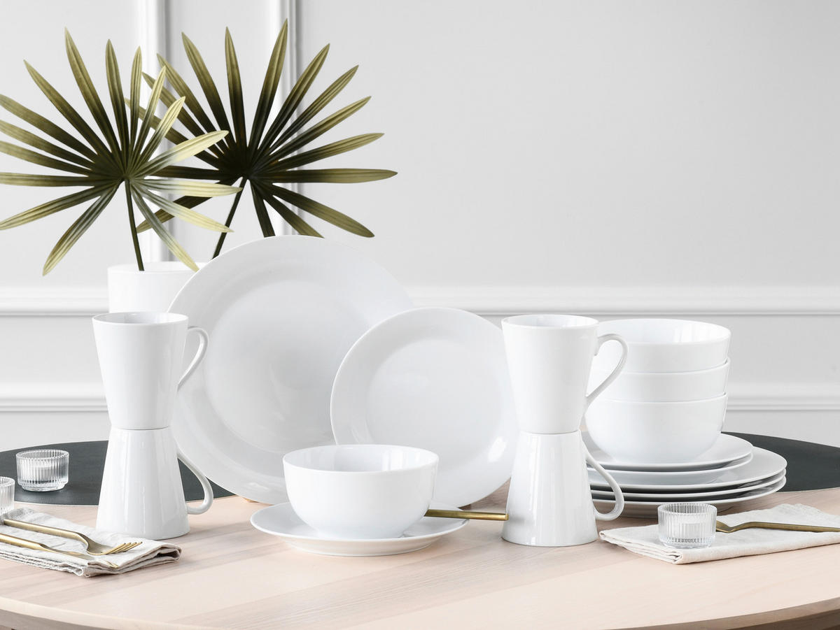 KOMPLETT SERVIS Base Weiß 16 delar  - vit, Basics, keramik - Creatable