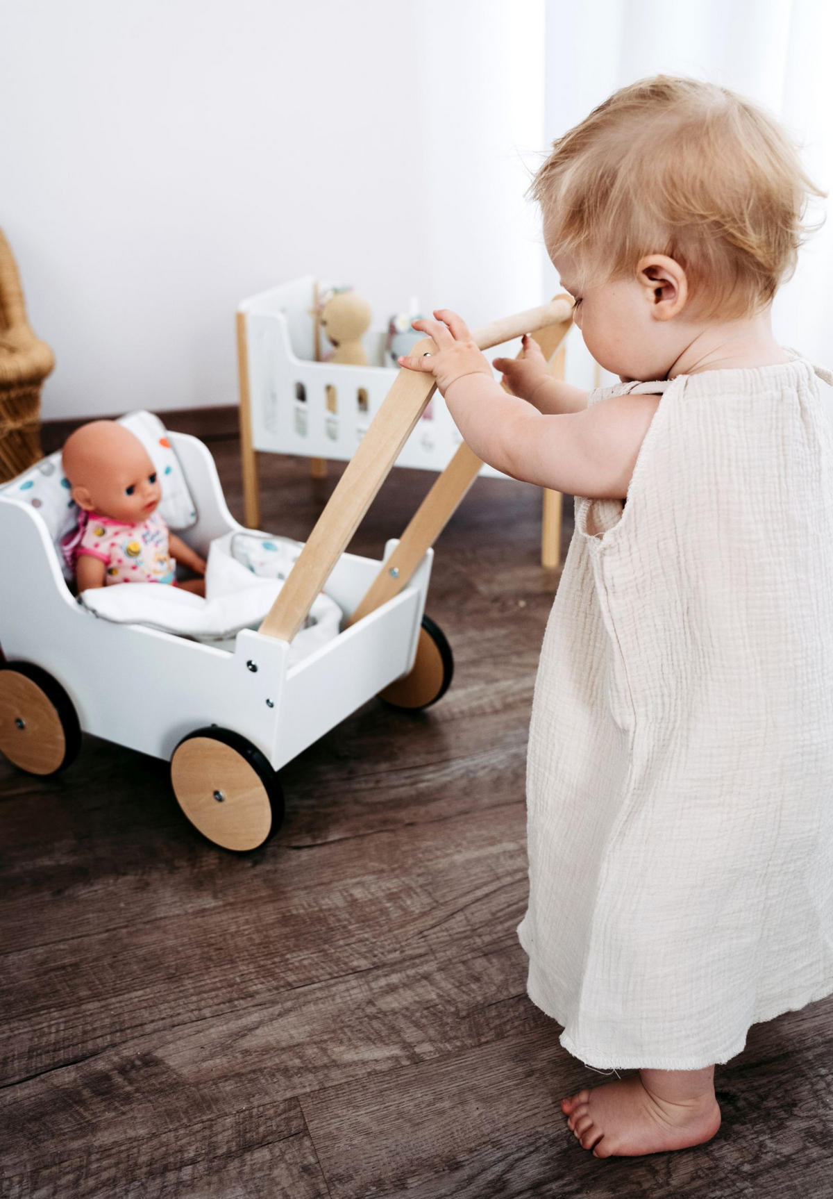 PUPPENWAGEN  - Weiß, Basics, Holz/Textil (46/54/33cm) - small foot