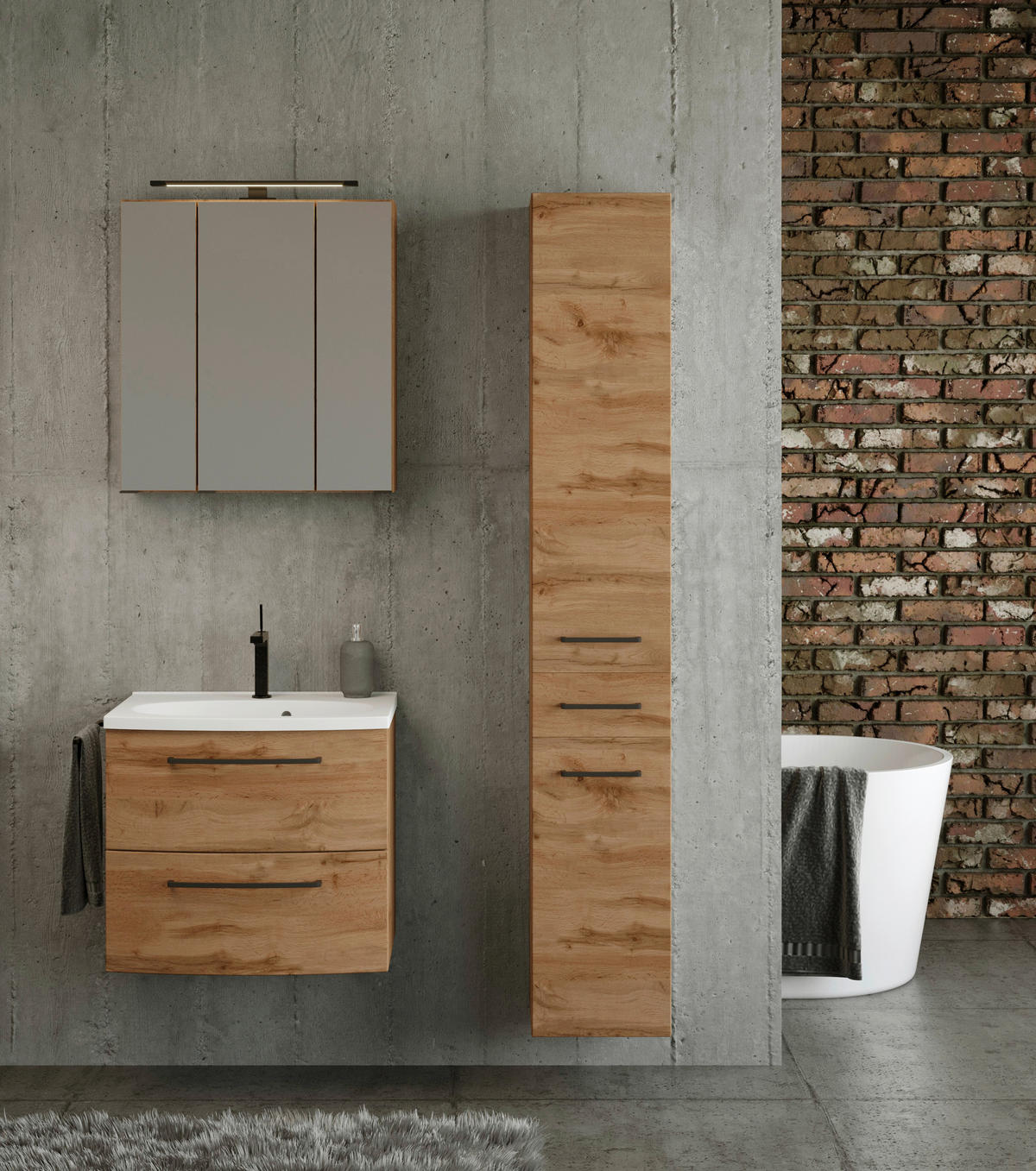 KÚPEĽŇA farba duba  - biela/farba duba, Modern, kompozitné drevo/keramika (90cm) - Held