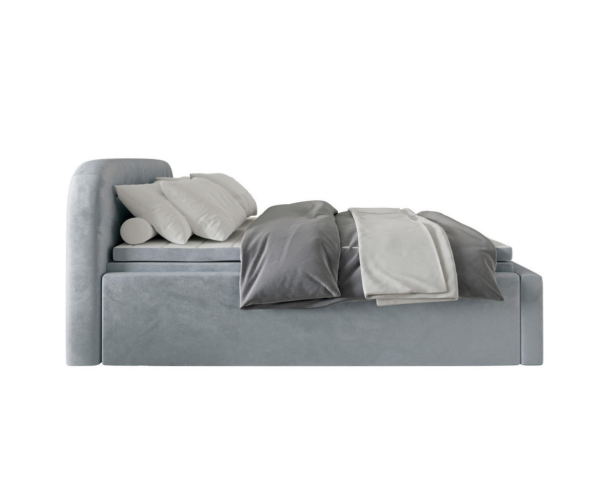 BOXBETT 180/200 cm,  in Grau, Bettkasten, Topper, H2 = mittel  - Grau, MODERN, Textil (180/200cm) - MID.YOU