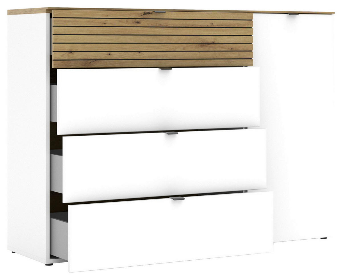 SIDEBOARD 136/99/41 cm  in Weiss, Eiche Artisan  - Weiss/Schwarz, Modern, Holzwerkstoff/Metall (136/99/41cm) - Voleo