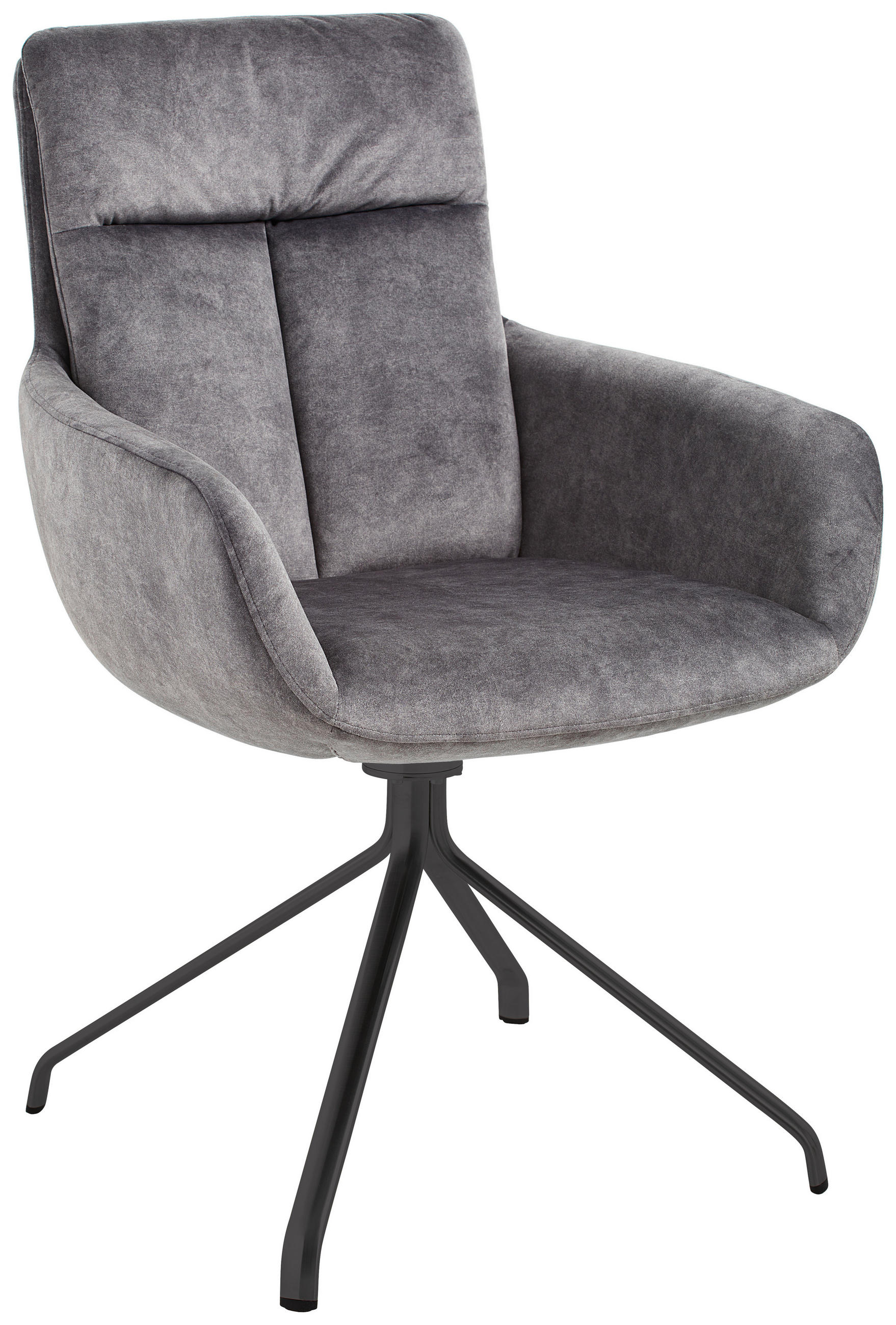 ARMLEHNSTUHL  Lederauswahl, Stoffauswahl, Sitzfläche 360° drehbar, Gestellauswahl, automatische Rückholfunktion Velours  Anthrazit  - Anthrazit, Design, Textil/Metall (61/90/64cm) - Venjakob