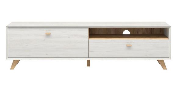 LOWBOARD melaminharzbeschichtet Weiß - Eichefarben/Weiß, Design, Holz (187/50/45cm) - Linea Natura