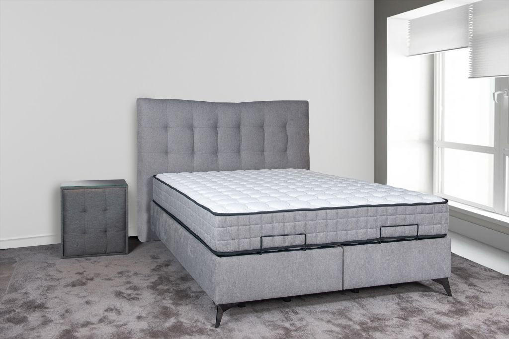 Cama box spring con colchón tela color crema 80x200 cm - referencia  Mqm-3140734