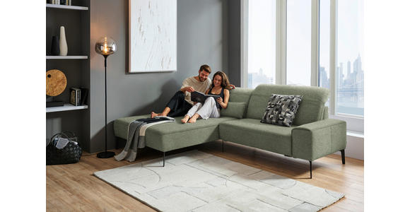 ECKSOFA  in Mikrofaser Grün  203/266 cm  - Schwarz/Grün, Design, Textil/Metall (203/266cm) - Johann Jakob