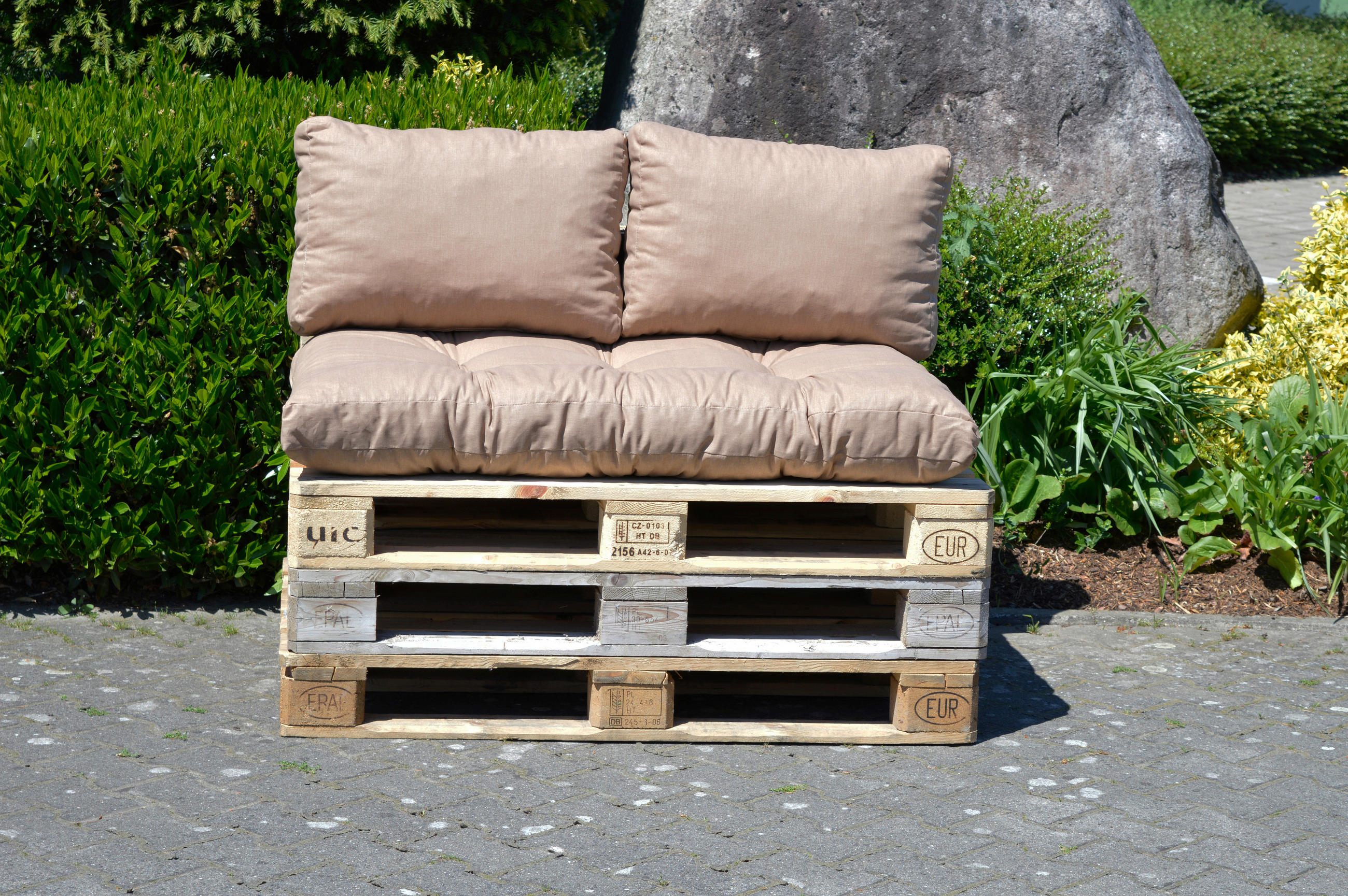 SET POLSTRŮ NA PALETY  - hnědá, Basics, textil (120/80/16cm) - Gardenson