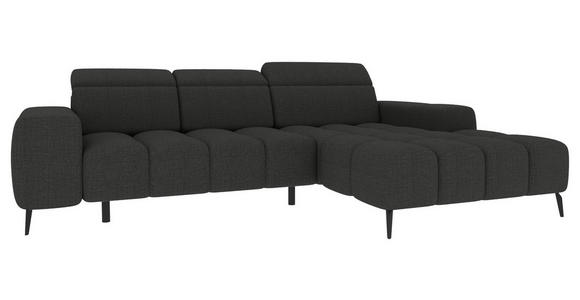 ECKSOFA Anthrazit Flachgewebe Rücken echt, Kopfteilverstellung, Sitztiefenverstellung  - Anthrazit/Schwarz, KONVENTIONELL, Kunststoff/Textil (273/171cm) - Carryhome
