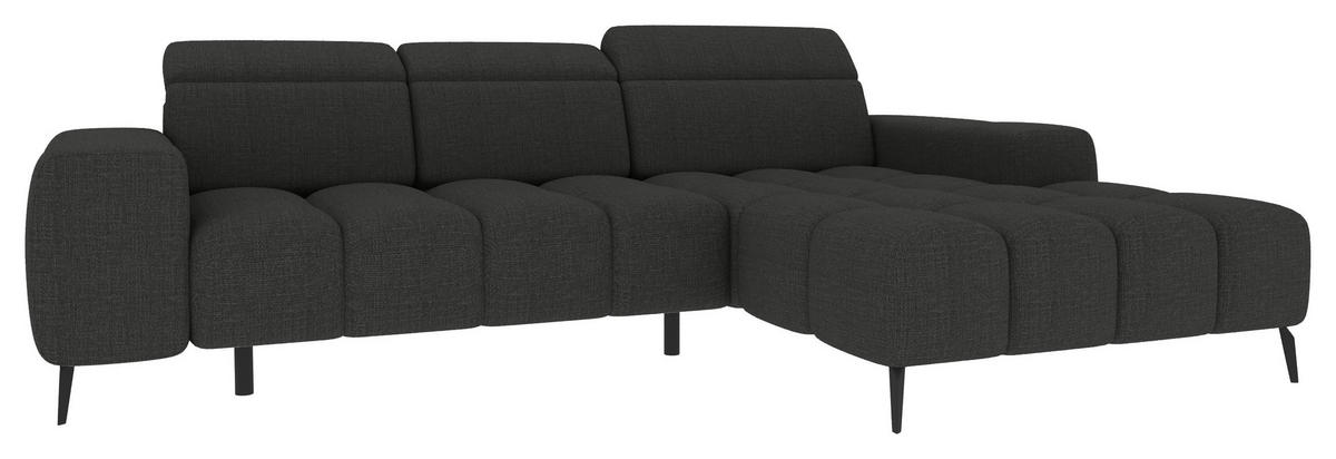 ECKSOFA Anthrazit Flachgewebe Rücken echt, Kopfteilverstellung, Sitztiefenverstellung  - Anthrazit/Schwarz, KONVENTIONELL, Kunststoff/Textil (273/171cm) - Carryhome