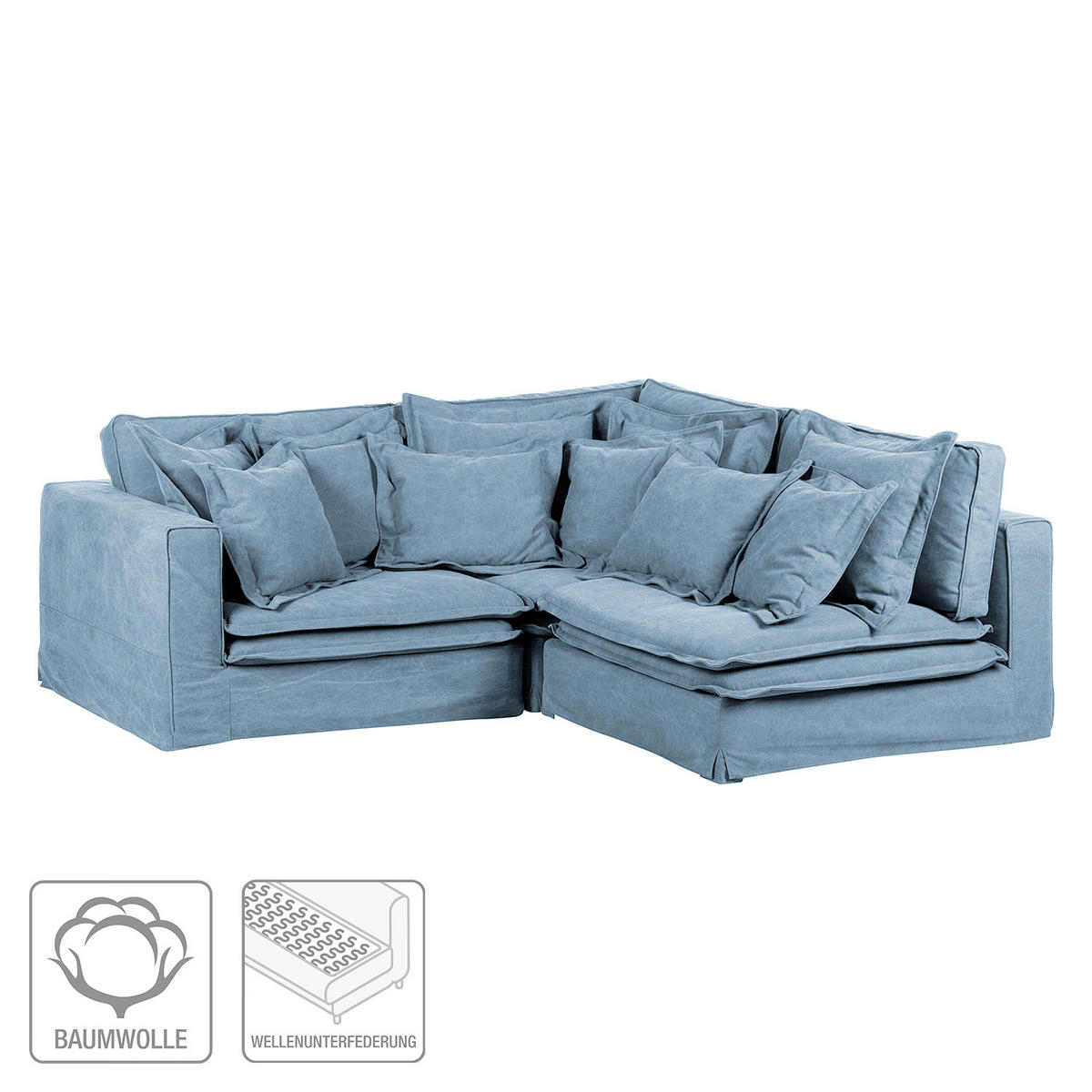 ECKSOFA Webstoff Blau  - Blau/Schwarz, Design, Kunststoff/Textil (222/238cm) - P & B