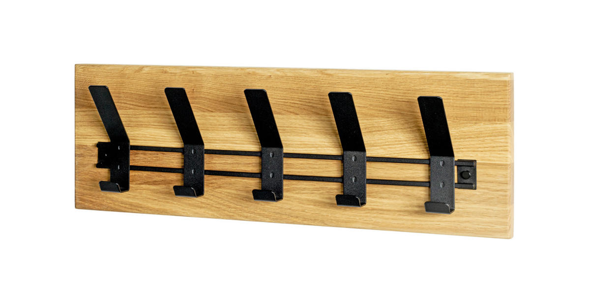 WANDGARDEROBE - Eichefarben/Schwarz, KONVENTIONELL, Holz/Metall (60/20/10cm)