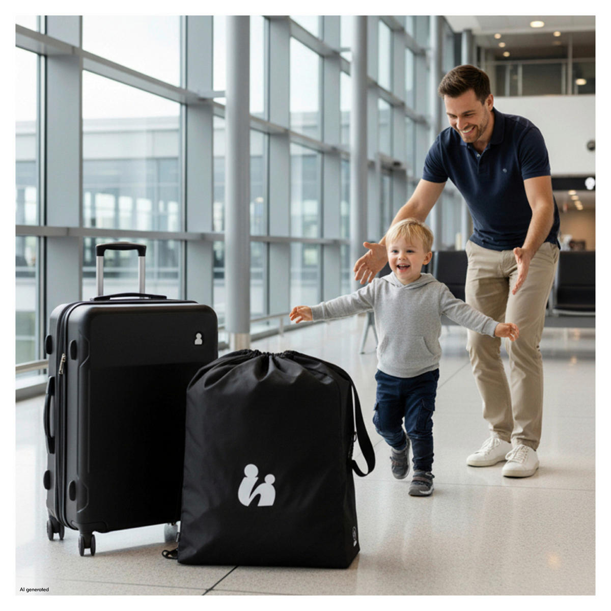 BUGGY Fly N Care  - Beigebraun/Schwarz, Basics, Textil/Metall (80/45/100cm) - Hauck