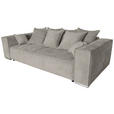 BIGSOFA in Flachgewebe Creme  - Chromfarben/Creme, KONVENTIONELL, Textil/Metall (256/68/122cm) - Carryhome