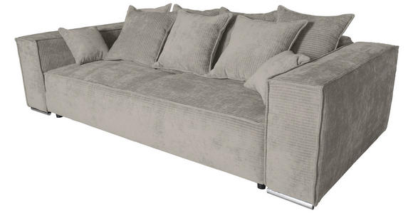 BIGSOFA in Flachgewebe Creme  - Chromfarben/Creme, KONVENTIONELL, Textil/Metall (256/68/122cm) - Carryhome