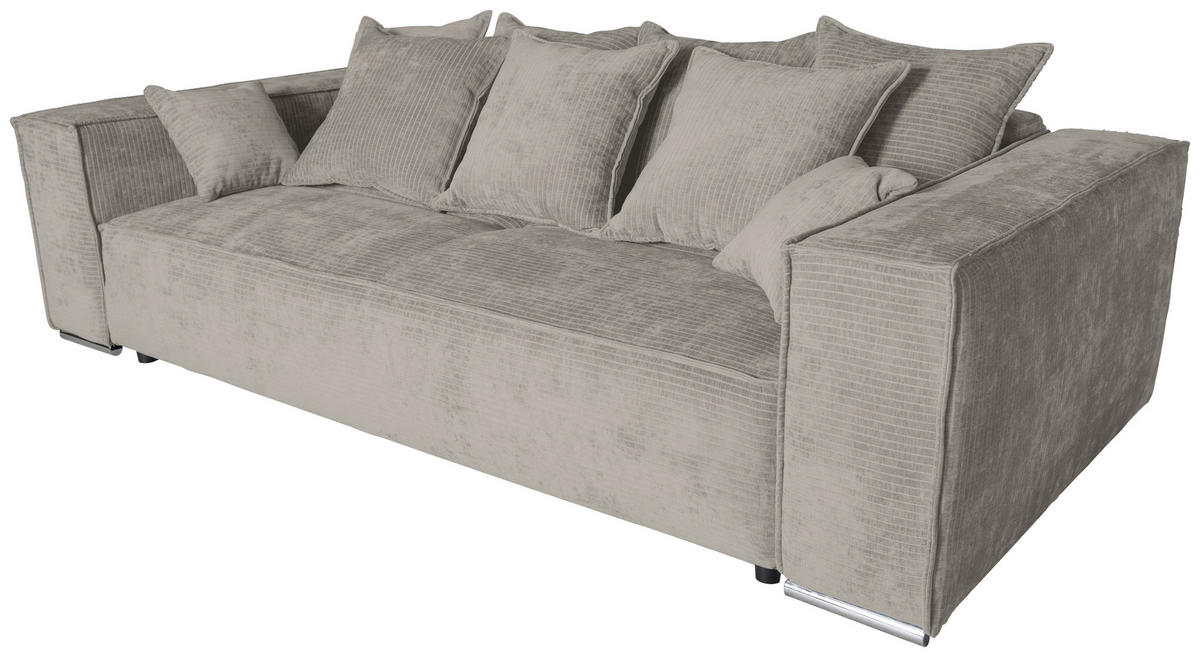 BIGSOFA Flachgewebe Creme  - Chromfarben/Creme, KONVENTIONELL, Textil/Metall (256/68/122cm) - Carryhome