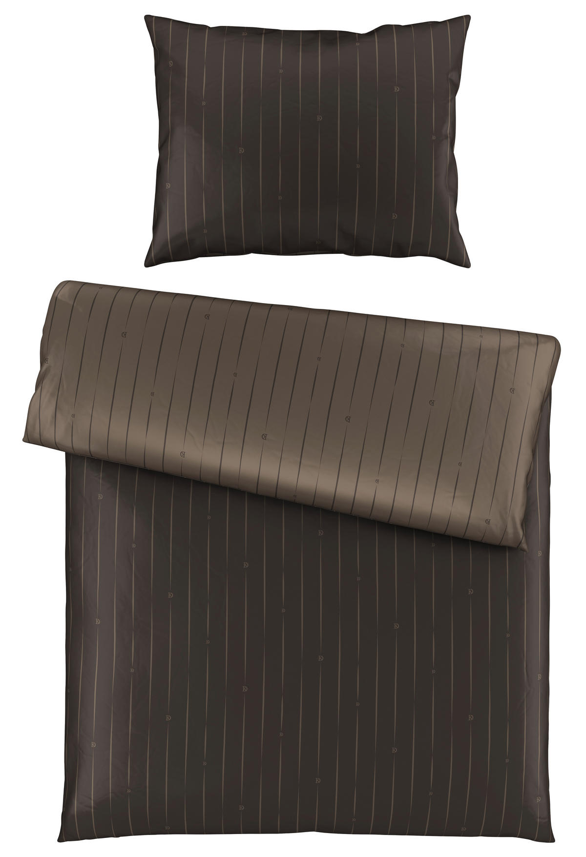 BETTWÄSCHESET STRIPES DK Satin 160/210 cm  65 cm/100 cm  - Braun, Design, Textil (160/210cm) - Dieter Knoll