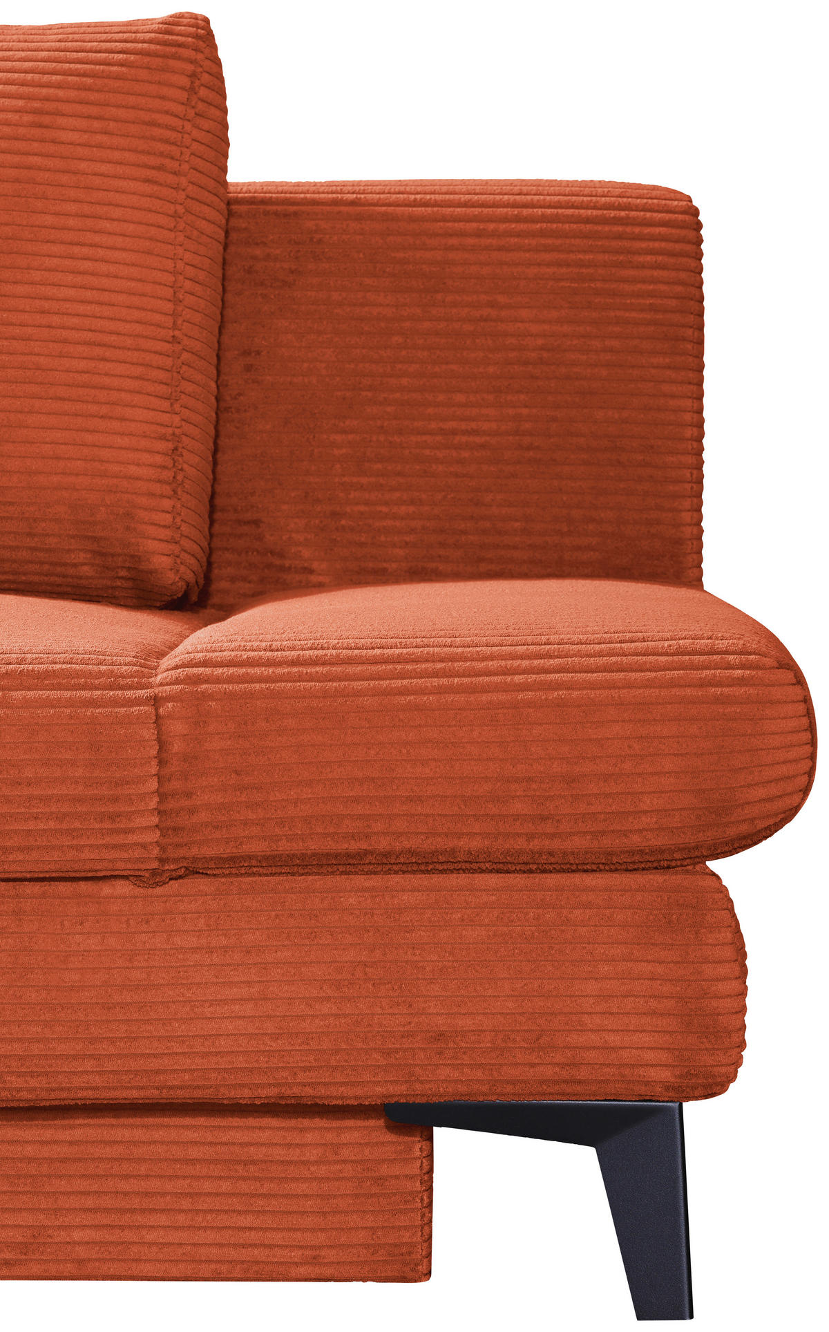 SCHLAFSOFA Cord Rostfarben  inkl. Bettkasten, Schlaffunktion, Armteilverstellung  - Rostfarben/Schwarz, Design, Textil/Metall (200/85/90cm) - Novel
