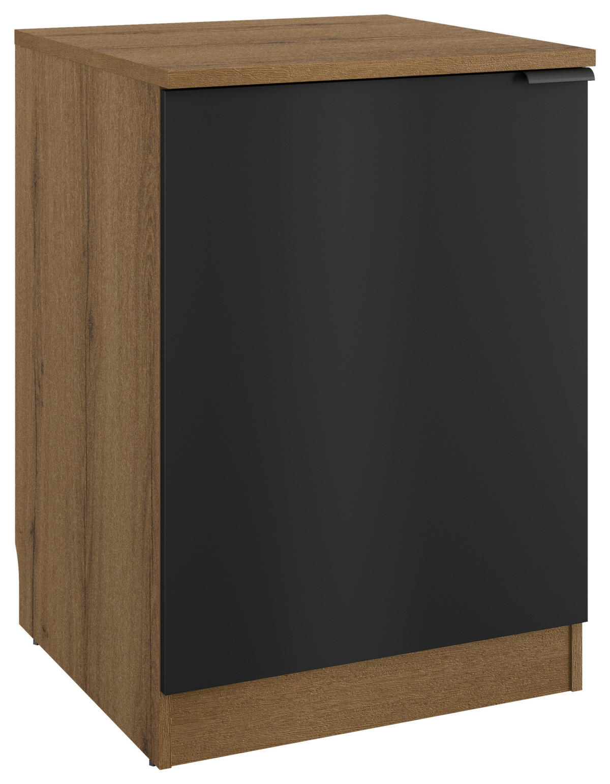 KÜCHENUNTERSCHRANK 60/86/60 cm  in Schwarz, Eichefarben  - Eichefarben/Schwarz, Basics, Holzwerkstoff/Metall (60/86/60cm) - MID.YOU