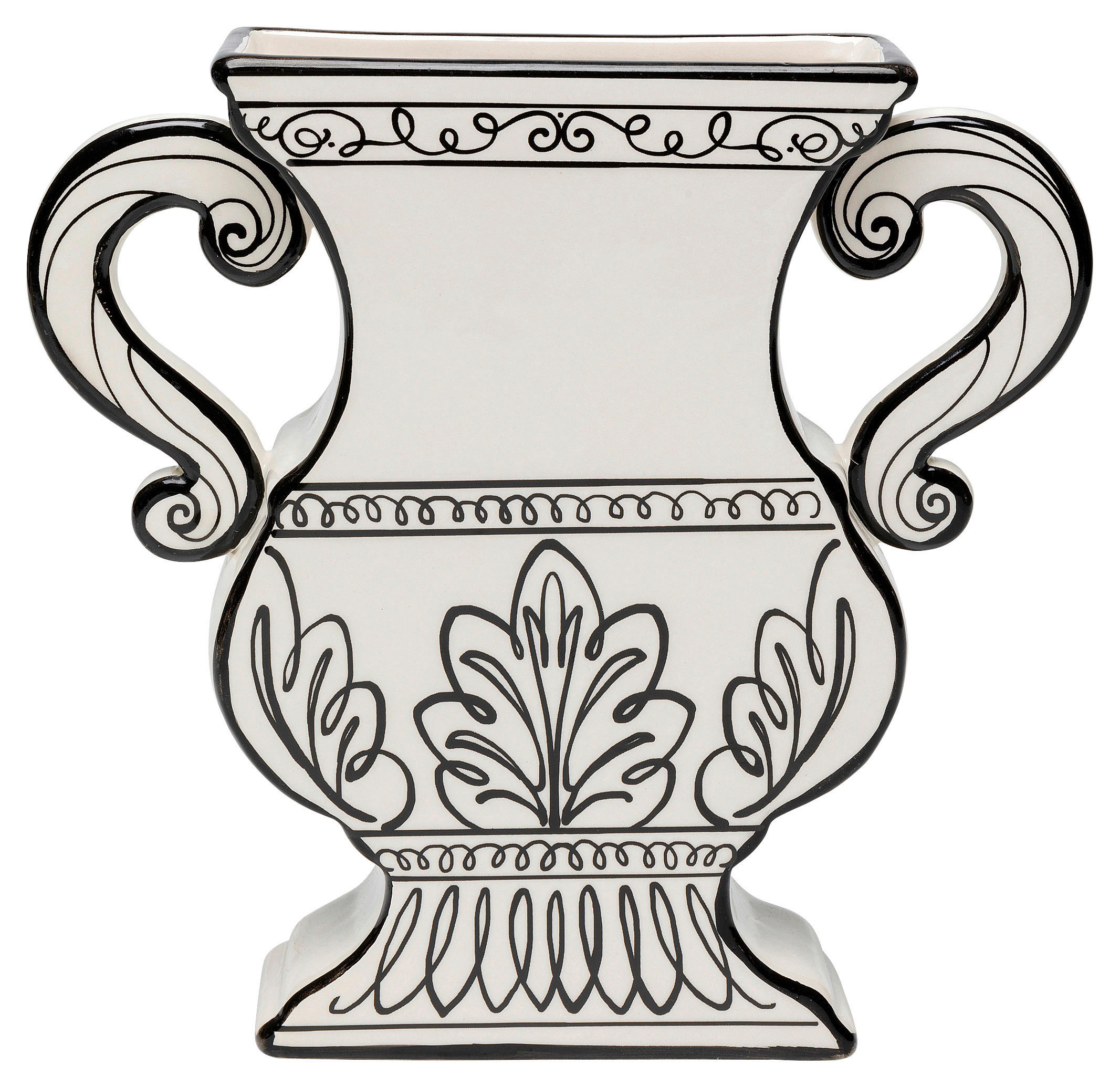 Kare-Design Vase Schwarz, Weiß 23x23x5 cm