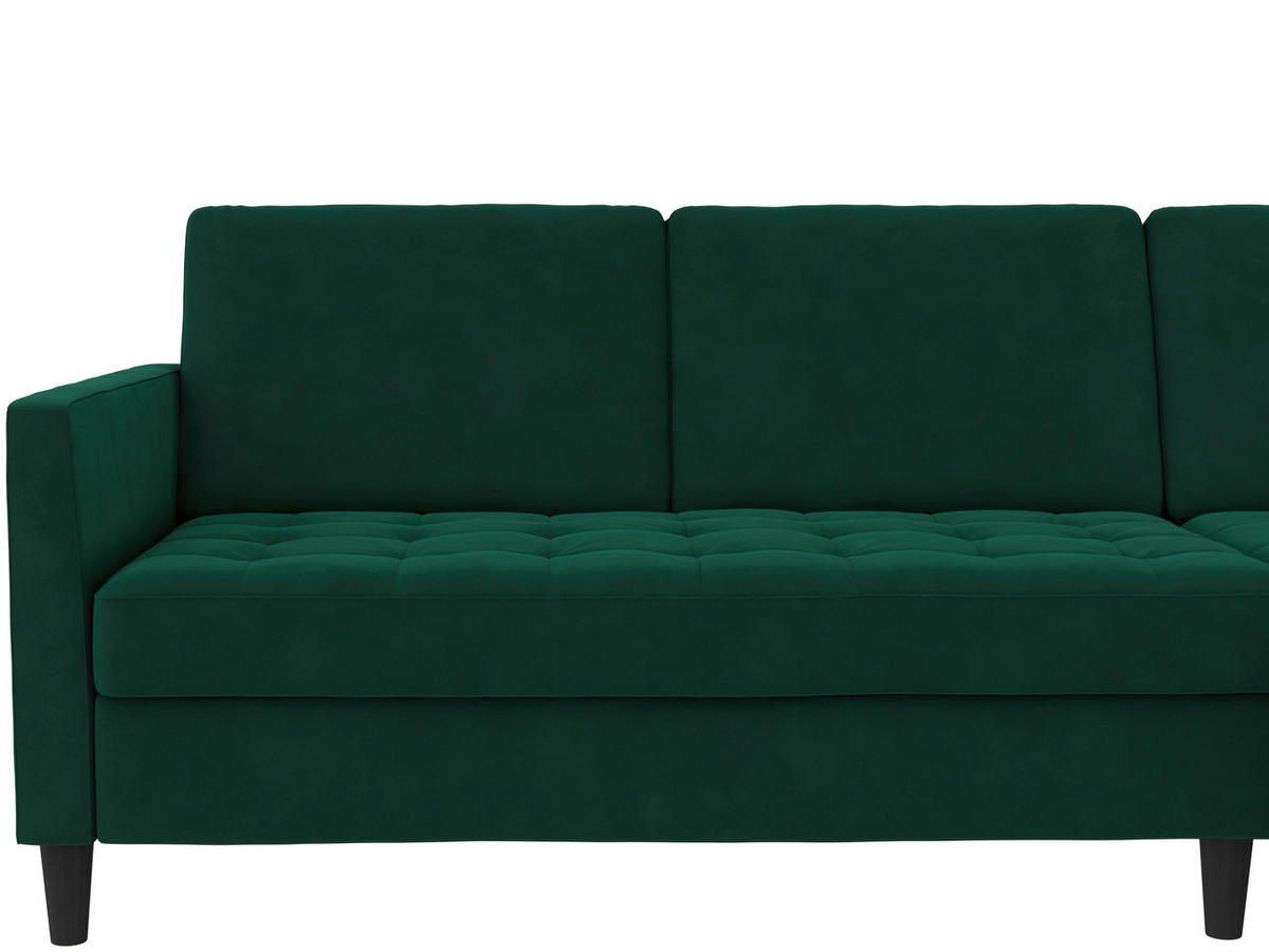 ECKSOFA PALERMO in Velours Dunkelgrün  - Dunkelgrün/Schwarz, Basics, Kunststoff/Textil (213/154cm) - Livetastic