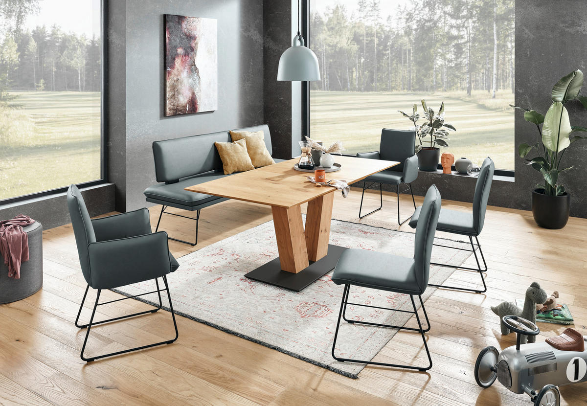 SITZBANK in Metall, Textil Schwarz, Graublau  - Graublau/Schwarz, Design, Textil/Metall (195/91/65cm) - Dieter Knoll