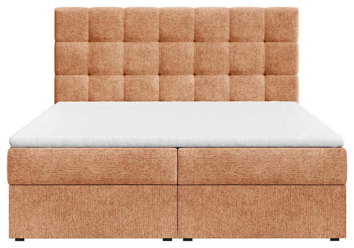 BOXBETT 160/200 cm,  in Kupferfarben, Bettkasten, Topper, H2 + H3 = mittel + fest  - Schwarz/Kupferfarben, MODERN, Holz/Kunststoff (160/200cm) - Livetastic