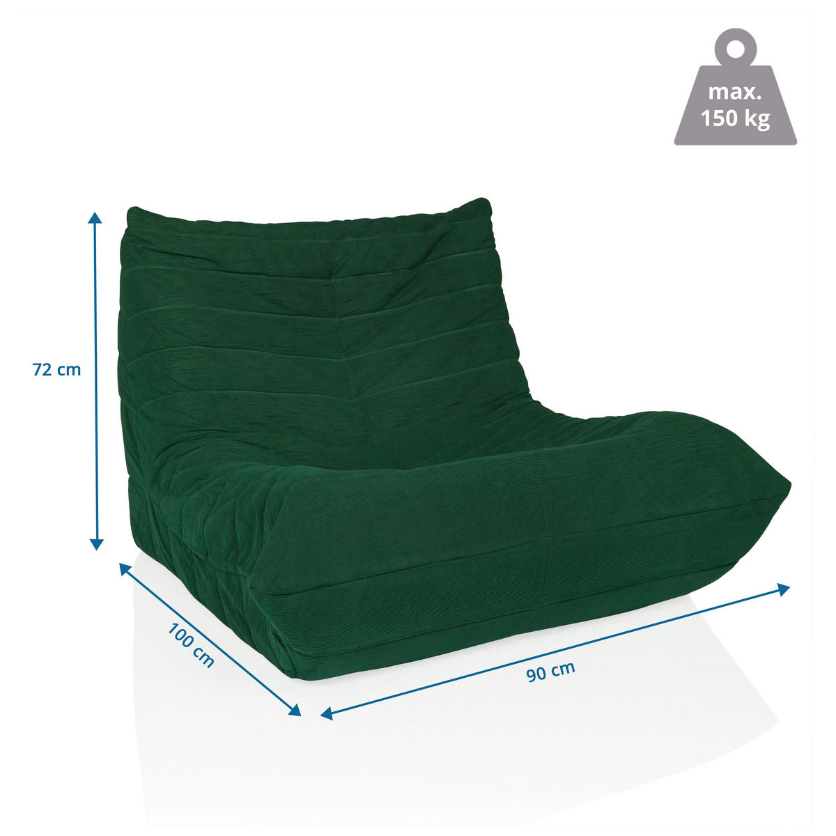 LOUNGESESSEL in Textil Grün  - Grün, MODERN, Textil (90/72/100cm) - MID.YOU