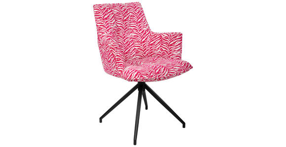 ARMLEHNSTUHL  Stoffauswahl, Sitzfläche 360° drehbar, automatische Rückholfunktion Jacquard  - Pink/Schwarz, Design, Textil/Metall (59/89,5/63cm) - Novel