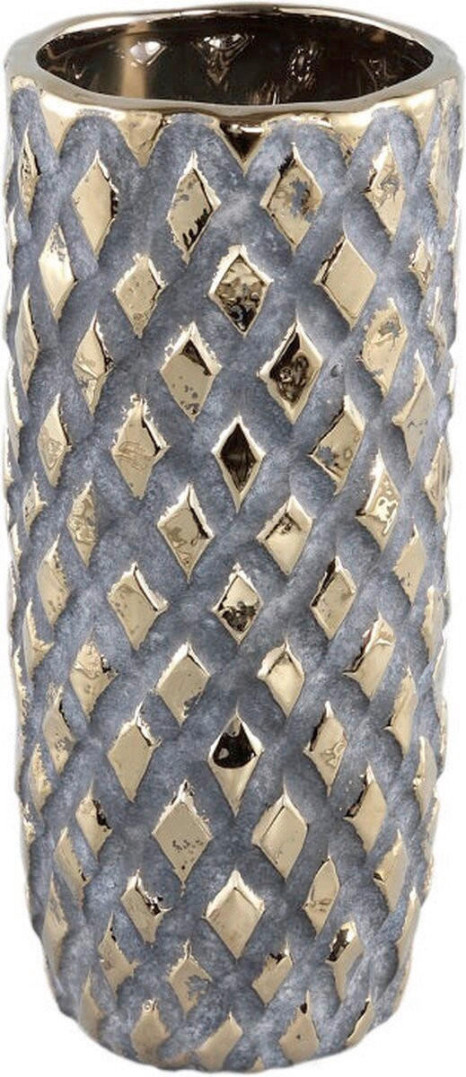 VAZA DEKORATIVNA keramika - siva/zlatne boje, Design, keramika (35.5/14.5/14.5cm)