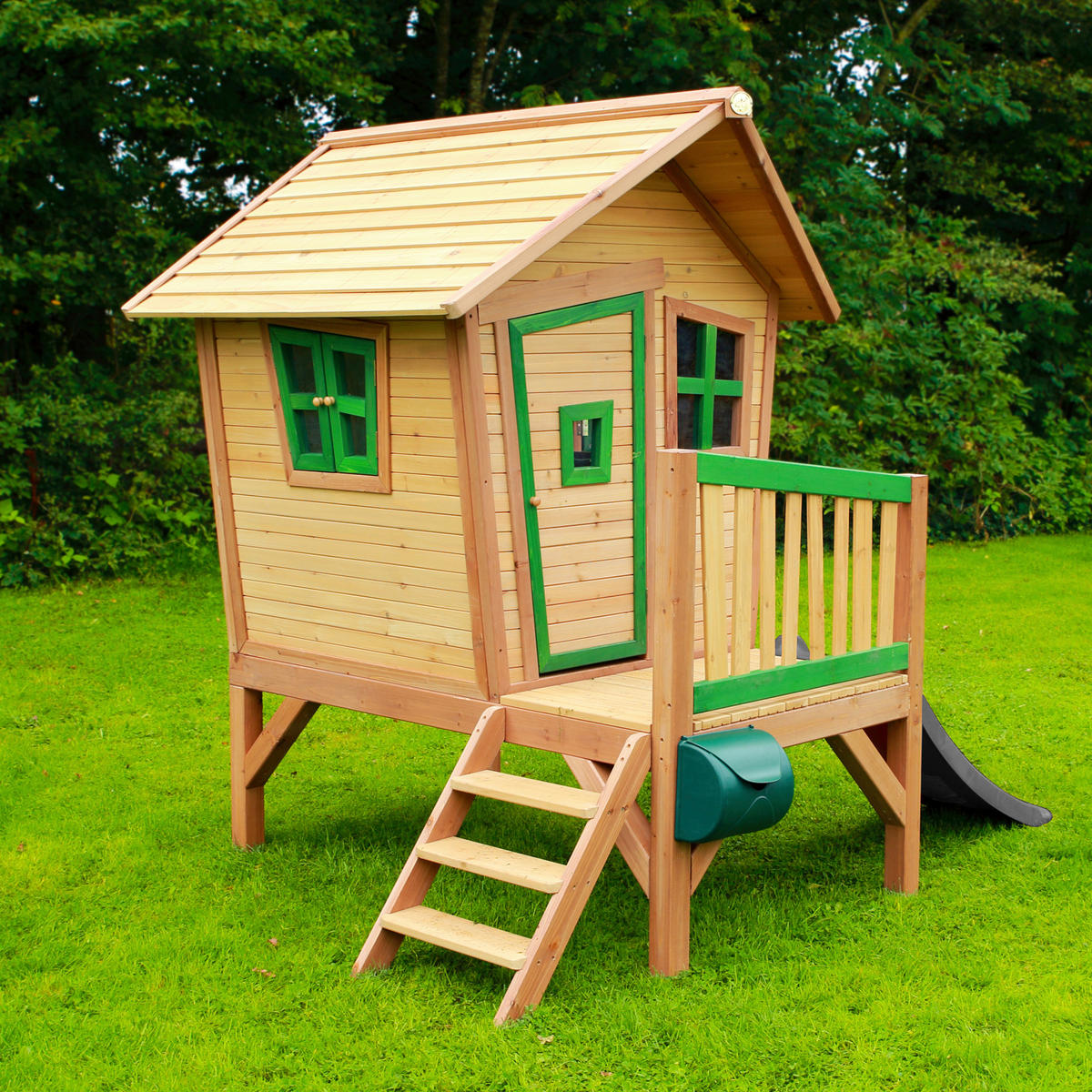 SPIELHAUS 264/203/177 cm  - Braun/Grau, KONVENTIONELL, Holz/Kunststoff (264/203/177cm) - Ambia Garden