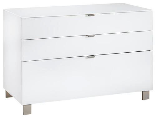 SIDEBOARD 110,1/73,1/52,5 cm  in Weiß  - Edelstahlfarben/Champagner, Design, Glas/Holzwerkstoff (110,1/73,1/52,5cm) - Hom`in