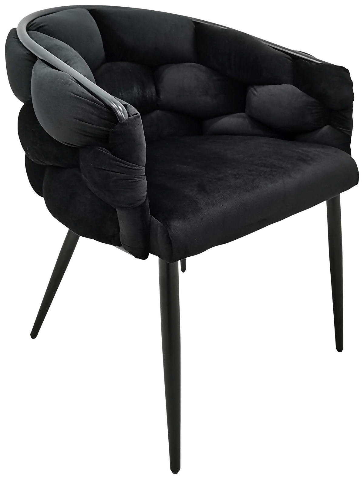 ARMLEHNSTUHL-SET 2 Stück  in Samt  - Schwarz, MODERN, Textil/Metall (65/79/61cm) - Kayoom