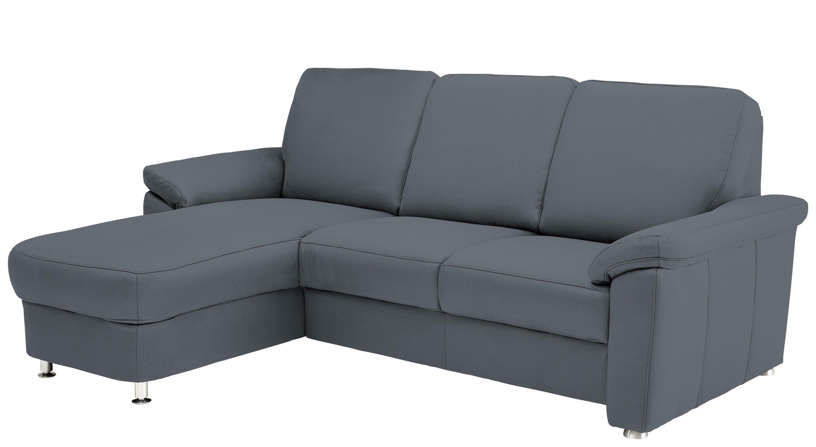 ECKSOFA Blau Flachgewebe - Chromfarben/Blau, KONVENTIONELL, Textil/Metall (163/220cm) - Beldomo System