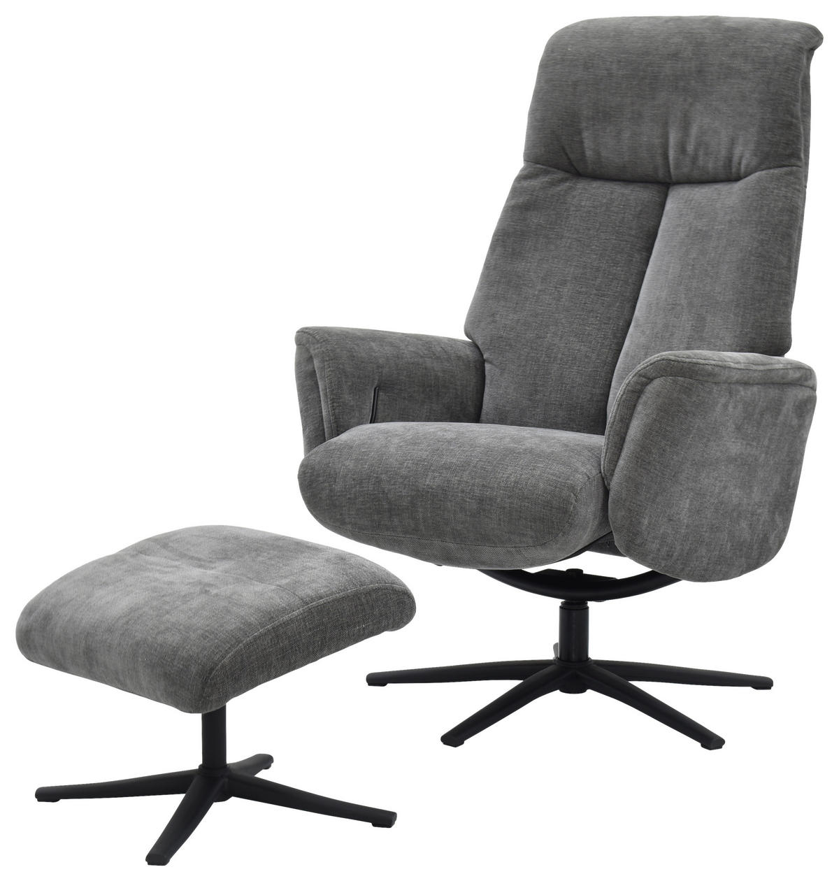 RELAXSESSELSET RELAVO Webstoff Hocker    - Schwarz/Grau, Design, Textil/Metall (72/109/86/111/81cm) - Livetastic