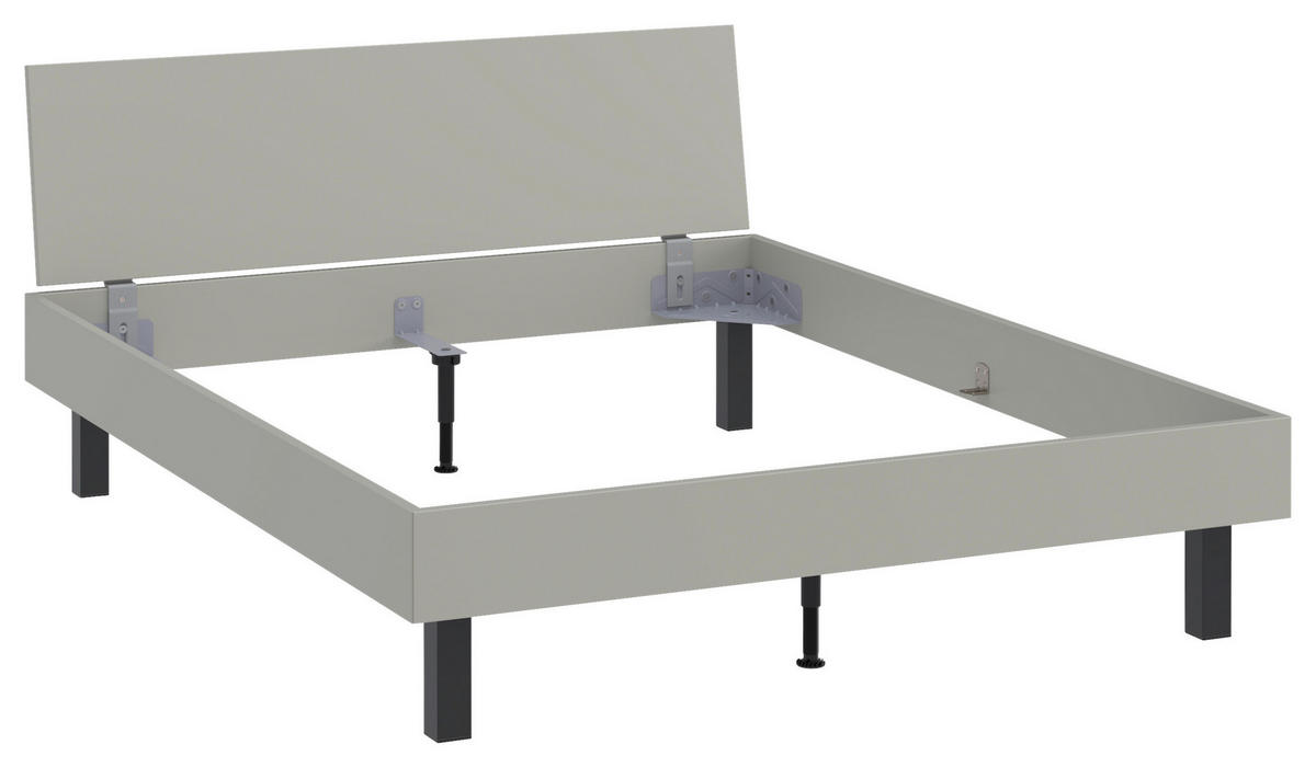 BETT 160/200 cm,  in Hellgrau  - Hellgrau/Schwarz, Design, Metall (160/200cm) - Xora