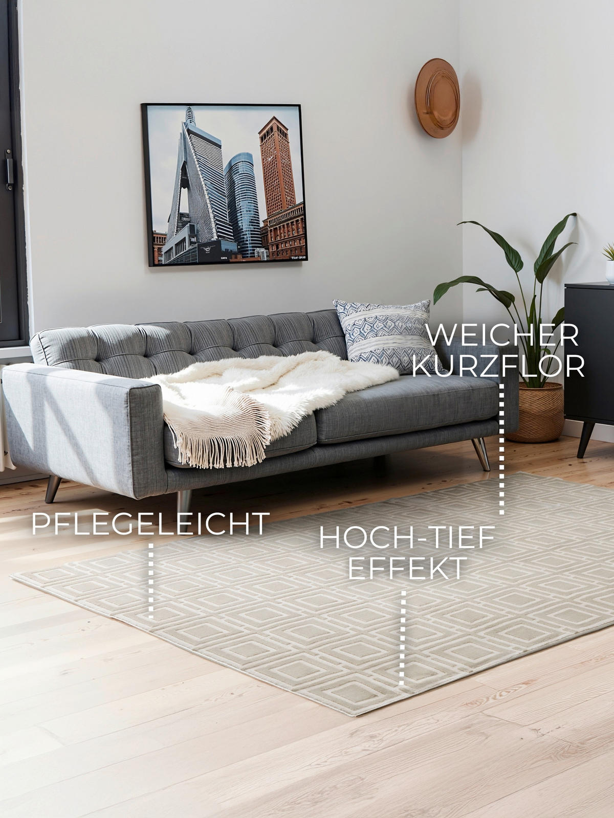 FLACHWEBETEPPICH 200/280 cm Perles Creme  - Creme, Design, Kunststoff (200/280cm) - Elle Decoration