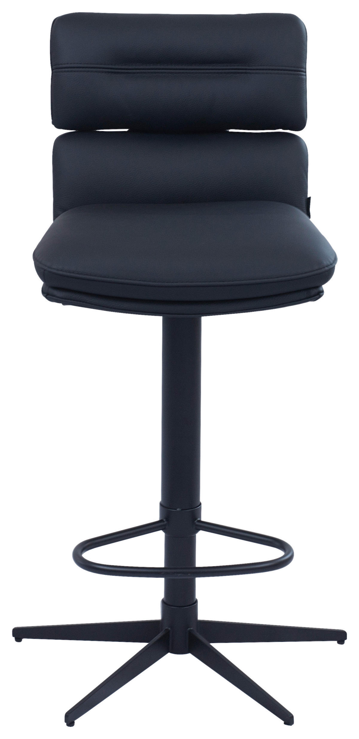 BARHOCKER Echtleder Schwarz Eisen Lederauswahl, Stoffauswahl, Wippfunktion, Sitzfläche 360° drehbar  - Schwarz, Design, Leder/Metall (42/99-117/50cm) - Dieter Knoll